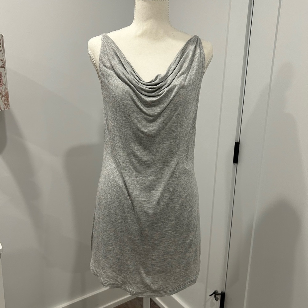 CAbi Gray Cowl Neck Mini Dress
